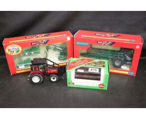 Two boxed 1:32 Britains farming vehicles to include 42080 Samson Manure Spreader and 00048 Spearhead Orbital Reach Mower (bot
