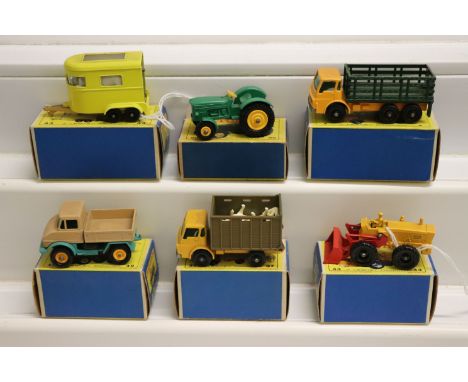 Six boxed Matchbox 75 Series farming vehicles to include 50 John Deere-Lanz Tractor, 37 Cattle Truck, 43 Tractor Shovel, 43 P