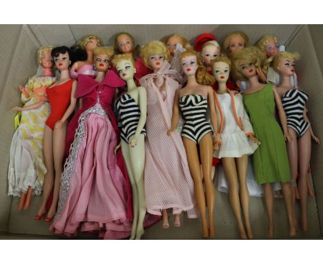 Collection of 15 Mattel Barbie dolls from the 1960s onwards in varying condition including repainting to the eyes