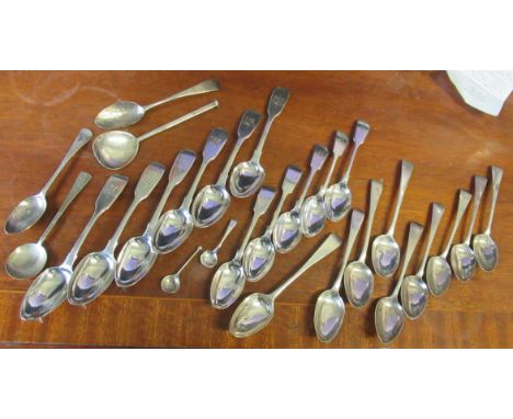 A collection of silver flatware, to include sets of teaspoons, weight 15oz