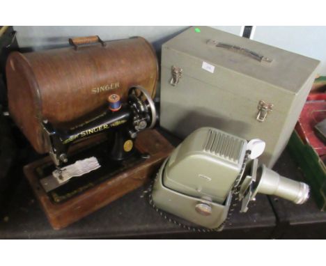 An Aldis projector, together with a Singer sewing machine