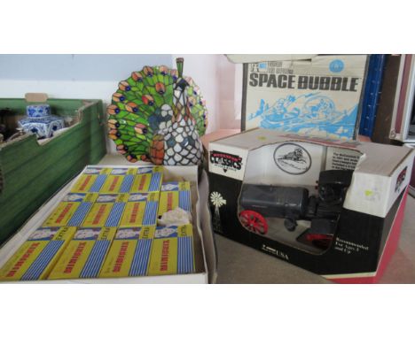 A box Mattel Space Bubble, together with accessories, Country Classic Tractor, etc