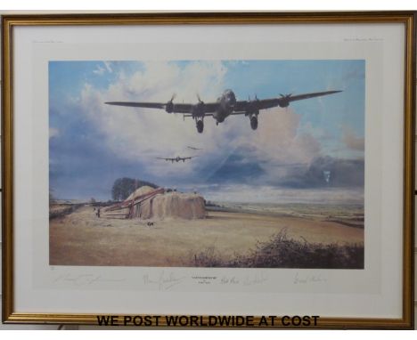Robert Taylor signed limited edition (763/850) print 'Last Flight Home' Lancaster bomber with multiple veterans' signatures