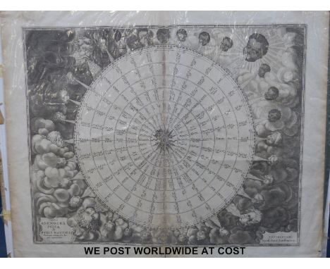 Tabula Anemogra Phica seu Pyxis Nautica or compass of the winds, circa second half of the 17th century by Jansson, 53x63cm