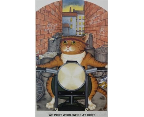 Linda J Smith signed limited edition (603/850) print 'Fleasy Rider' (31 x 20cm)