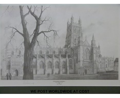 Jack Russell signed limited edition (762/900) print of Gloucester cathedral 