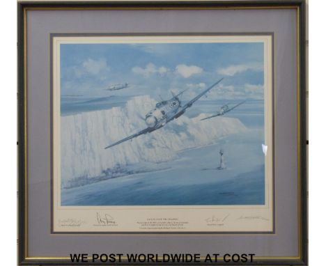 Michael Turner: "Eagles over the Channel" signed limited edition print (450/850) signed by the three German Messerschmitt pil