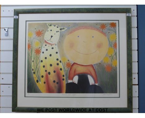 Mackenzie Thorpe signed limited edition (154/275) print "Bonnie and Clyde" (65 x 79cm)