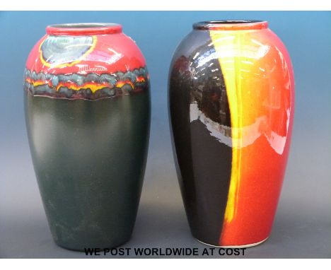 Two large Poole Pottery vases (34cm tall) 