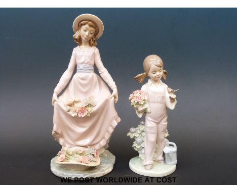A Lladro flower lady and girl