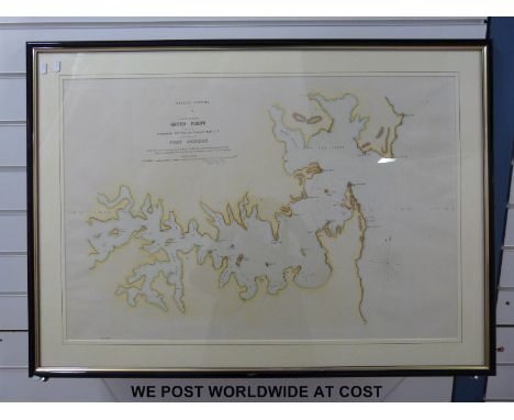 A map or chart showing seven forts proposed by Commodore Sir William Wiseman Bart C B for the defences of Port Jackson, Austr