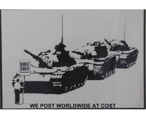 Banksy limited edition (412/750) print "Golf Sale", purchased by the vendor from Pictures on Walls in 2003/2004 (34 x 48cm)