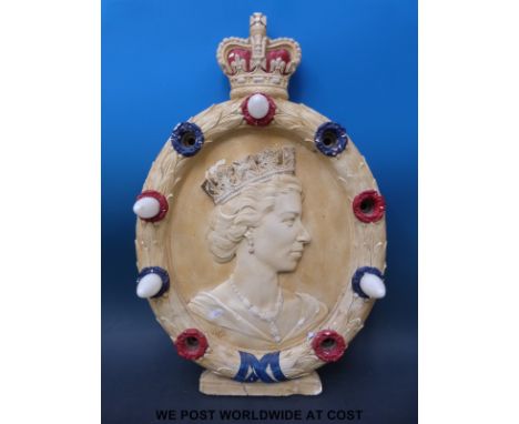 A vintage shop display light fitting made to commemorate The Queen's Coronation 1953, by repute for Phillips electricals