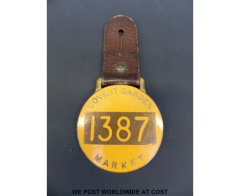 An enamel Convent Garden market badge 