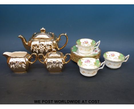 A Coalport batwing and Sadler teapot together with Coalport plates, cups etc