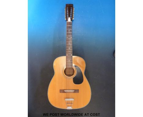 Harmony 1270 12 string 1964 guitar with solid spruce top, solid mahogany back and sides, rosewood bound fingerboard, 12 frets