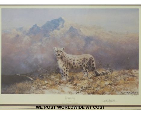 David Shepherd: Three limited edition prints "In the Shadow of Kilimanjaro" (323/950) of elephants, with certificate, "Lonely