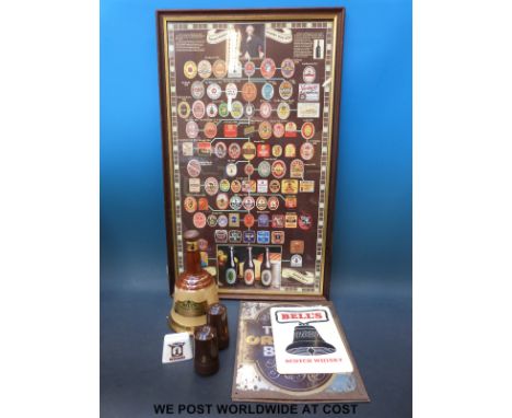 A quantity of breweriana to include a Samuel Whitbread poster, Whitbread salt and pepper pot and name plate holder, Wade Bell