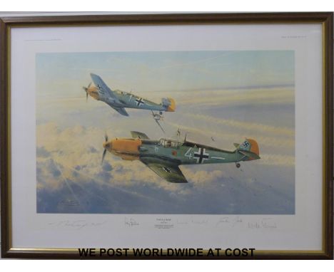 Robert Taylor signed limited edition (780/1250) print 'Eagle Attack' signed by four veterans to margin, certificate verso (47