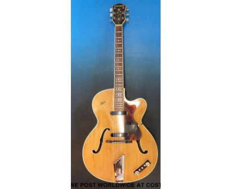 Hofner President Electric guitar 1959 (s/n 5752) with blonde, solid carved spruce top, one piece back, single Venetian body c