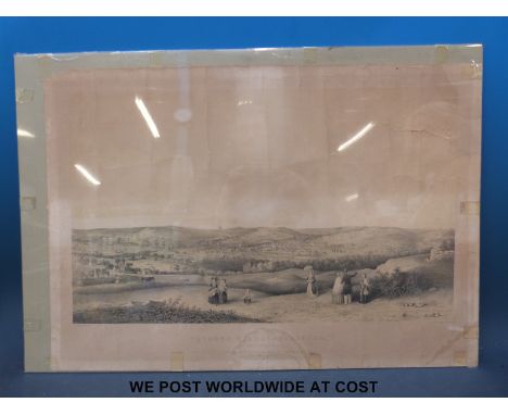 An 1848 lithograph by F.W.Harmer of Stroud from Rodborough Fort, (38x60), together with a lithograph/plan of the Roman paveme