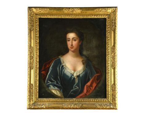 Circle of Sir Peter Lely (Soest 1618 - 1680 London) Portrait of Elizabeth, Lady Hay, head and shoulders, in a blue dress, lac