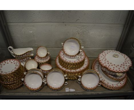 A Spode Fleur de Lis, red, twelve place dinner service.