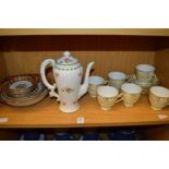 A Worcester coffee pot and other decorative china.