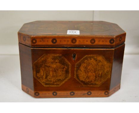 A good Georgian inlaid mahogany two division tea caddy.