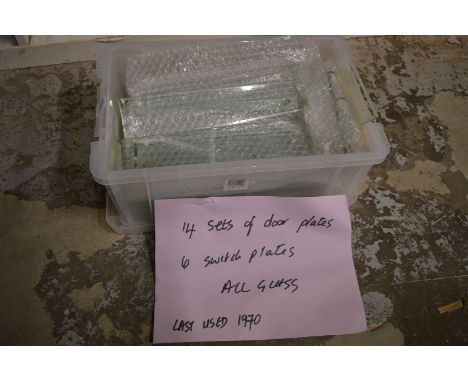Quantity of glass door finger plates and light switch surrounds.