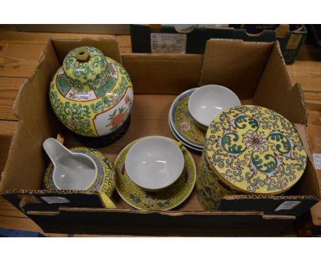 Chinese famille jaune pottery.