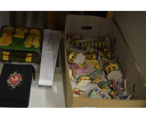 A group of small Chinese pottery temples and other items etc.
