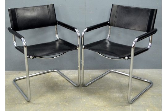 set of six fasem italy black leather and chrome chairs after a