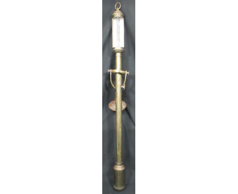 Brass ships type gimballed stick barometer marked J.J.B.L.M London, overall 92cm long approx. (B.P. 21% + VAT) Appearing in g