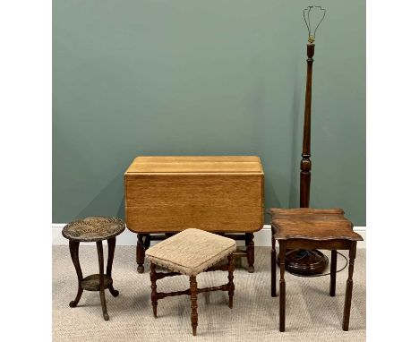 FURNITURE ASSORTMENT (5) to include oak gate leg table on turned and block supports, 73cms H, 122cms W, 91cms D, tapestry top