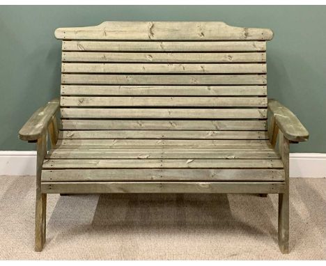 GARDEN BENCH - heavy quality wooden slatted, 104cms H, 142cms W, 92cms D