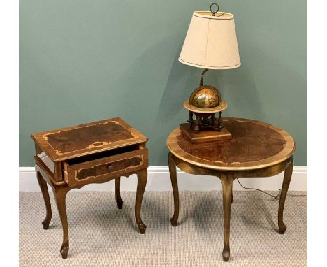 REPRODUCTION FURNITURE (3) - Italian style single drawer side table on serpentine supports, 58cms H, 53cms W, 37cms D, a simi