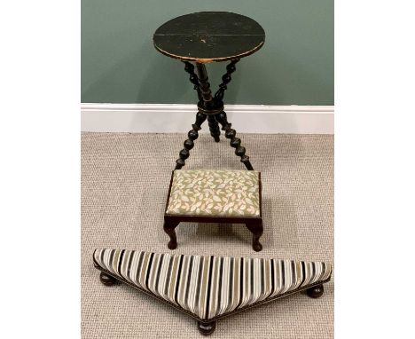 FURNITURE ASSORTMENT (3) to include a circular topped tripod table with bobbin supports, 68cms H, 47cms diameter, an upholste