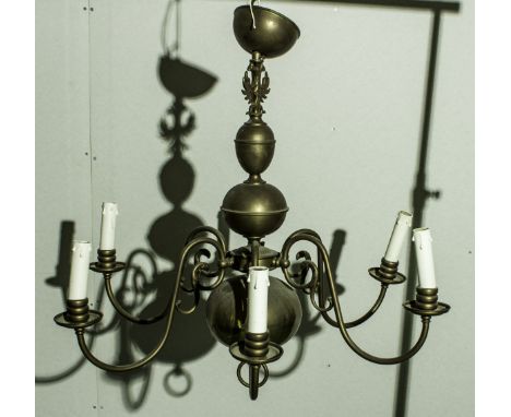 A vintage 6 branch brass light fitting.