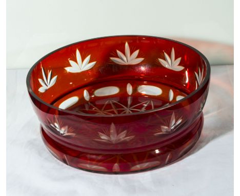 An etched ruby glass bowl