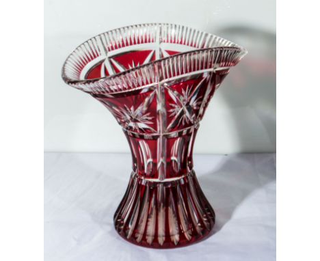 A ruby glass vase