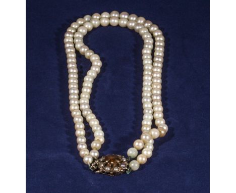 A two string cultured pearl necklace