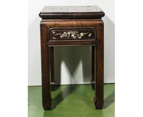 A Chinese padouk wood stand inlaid with mother of pearl