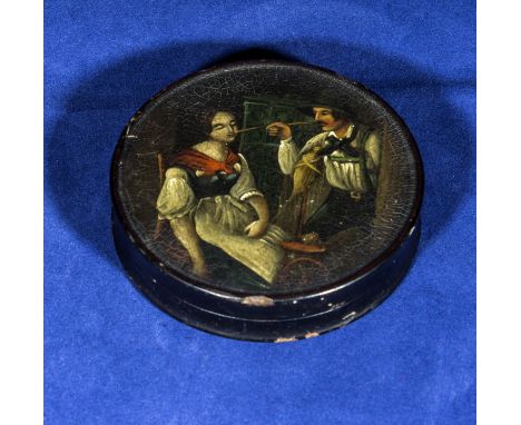 A papier mache snuff box