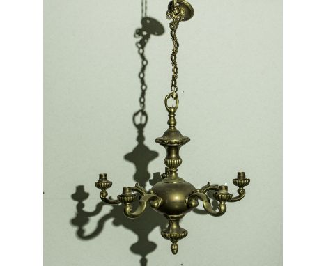 A vintage 5 branch brass light fitting.