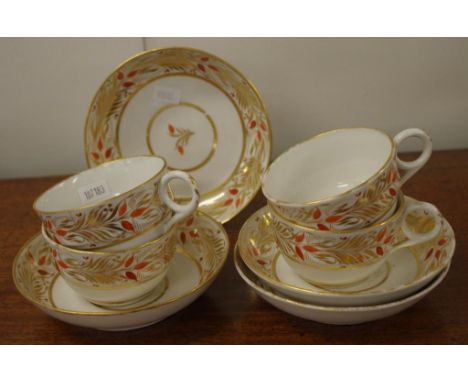 Four early 19th century cups & saucers C:1810