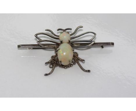 Silver and opal insect brooch (tested as silver)