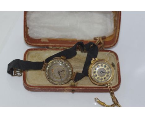 Two vintage 9ct cased watches not working, with a box
