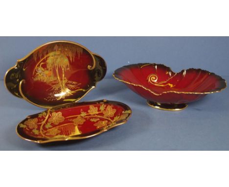 Three various Carltonware Rouge Royale bowls width 28cm approx