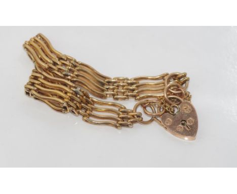 9ct rose gold gate link bracelet weight: approx 17.8 grams, size: approx 21cm